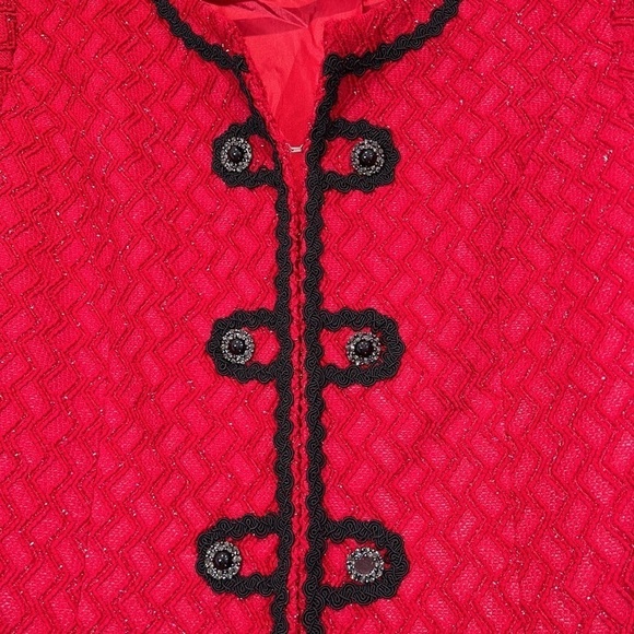 Susanna tweed sheath dress matching jacketed striped metallic red/black 16 size - Picture 9 of 11